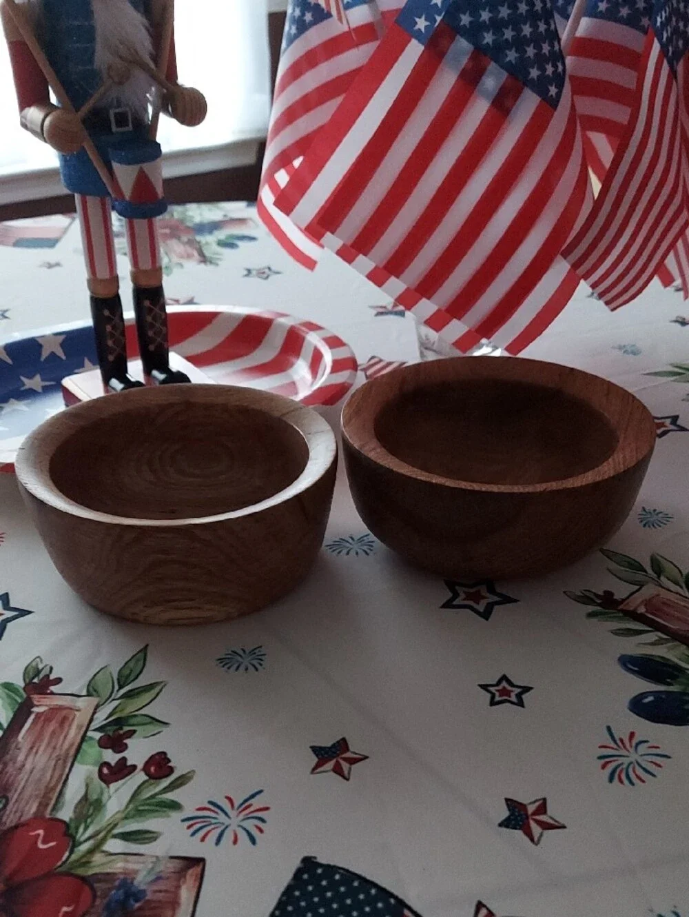 NC USA HANDMADE Handturned Hardwood Bowls Set Of 2 - Solid Oak Wood 6.5